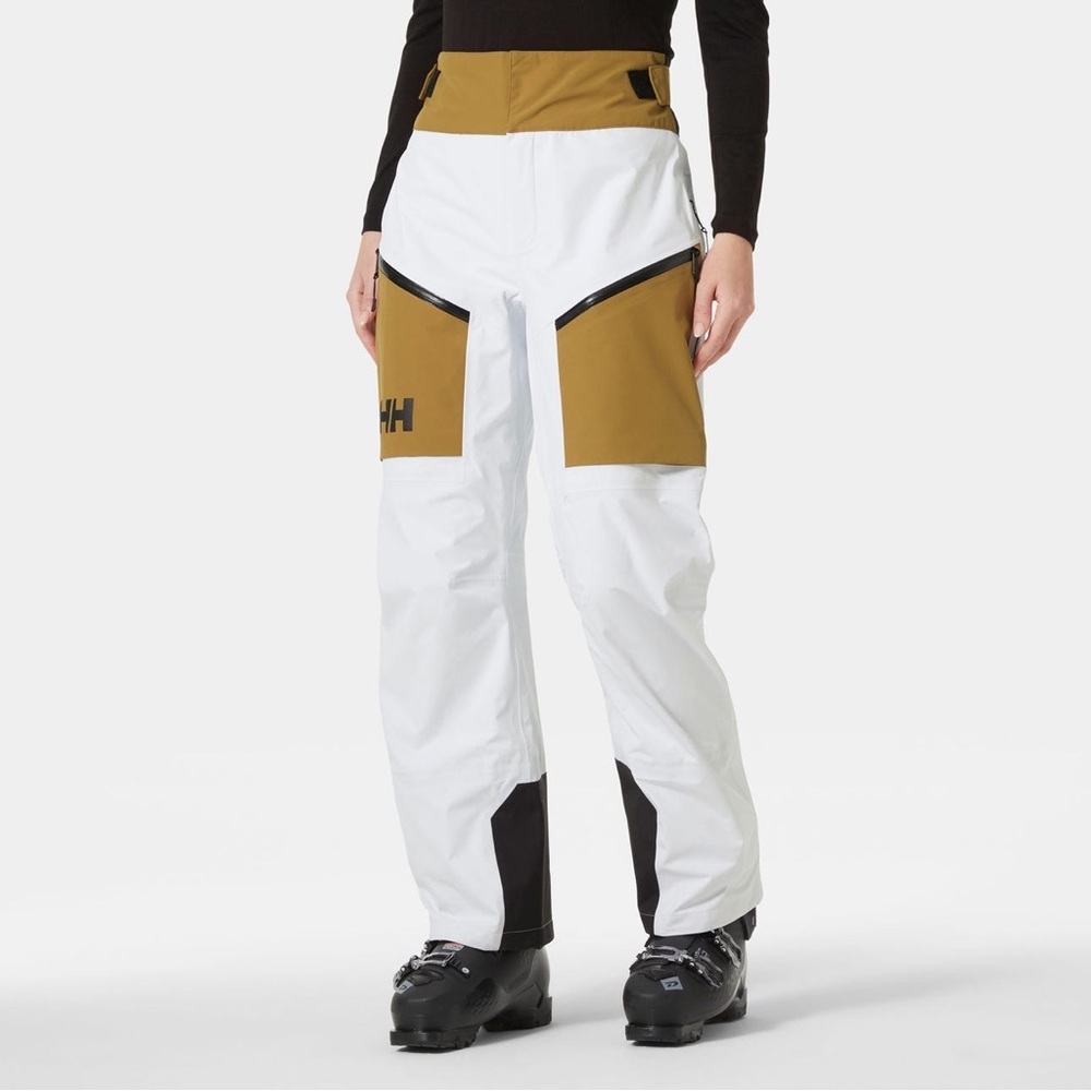 Helly Hansen Sogn Shell Ski Pants Womens L White Tan Waterproof NEW $350